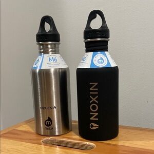 Nixon Stainless Steel and Black Water Bottles 20oz